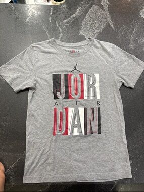 Jordan Graphic Tee in Gray with Red, Black & White Accents